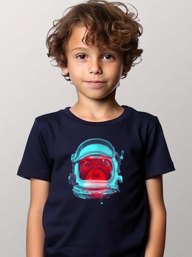 Tshirt Enfant SPACE MONKEY Bleu marine - Kiabi