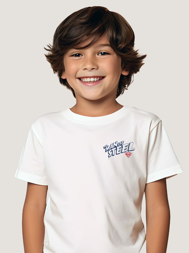 Tshirt Enfant SUPERMAN THE MAN OF STEEL CŒUR Blanc - Kiabi
