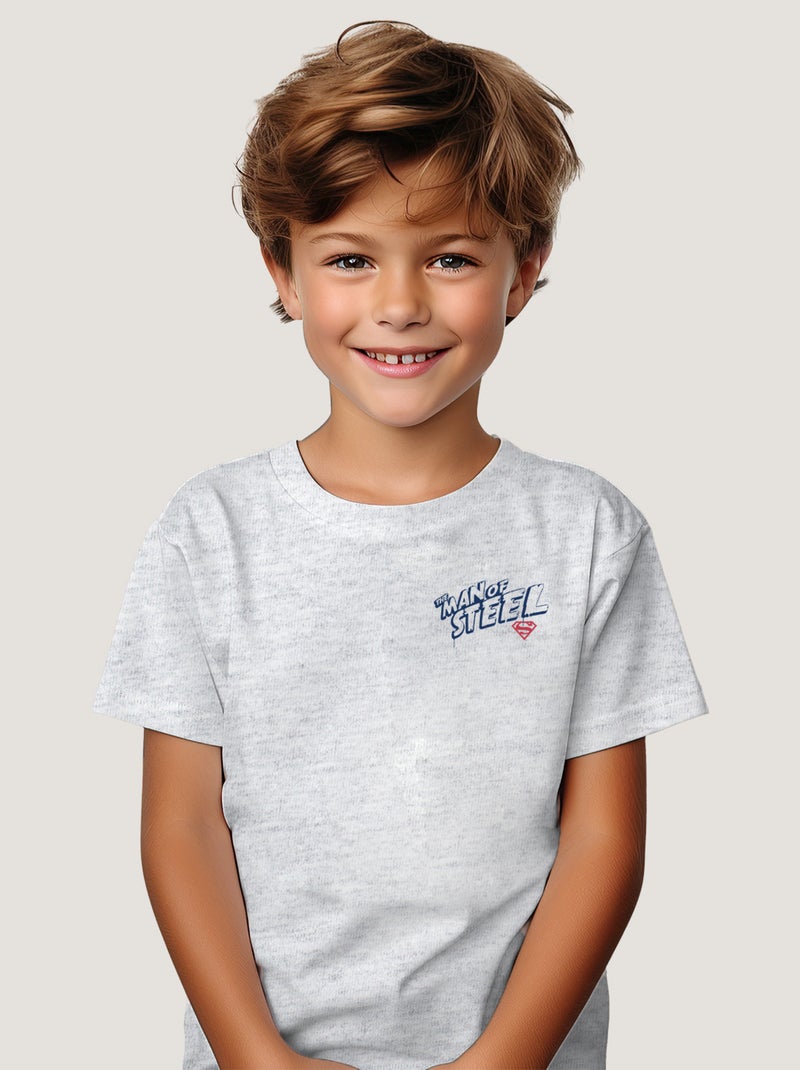 Tshirt Enfant SUPERMAN THE MAN OF STEEL CŒUR Gris chiné - Kiabi
