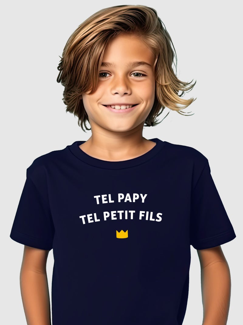 Tshirt Enfant TEL PAPY TELLE PETIT FILS WAF Bleu marine - Kiabi