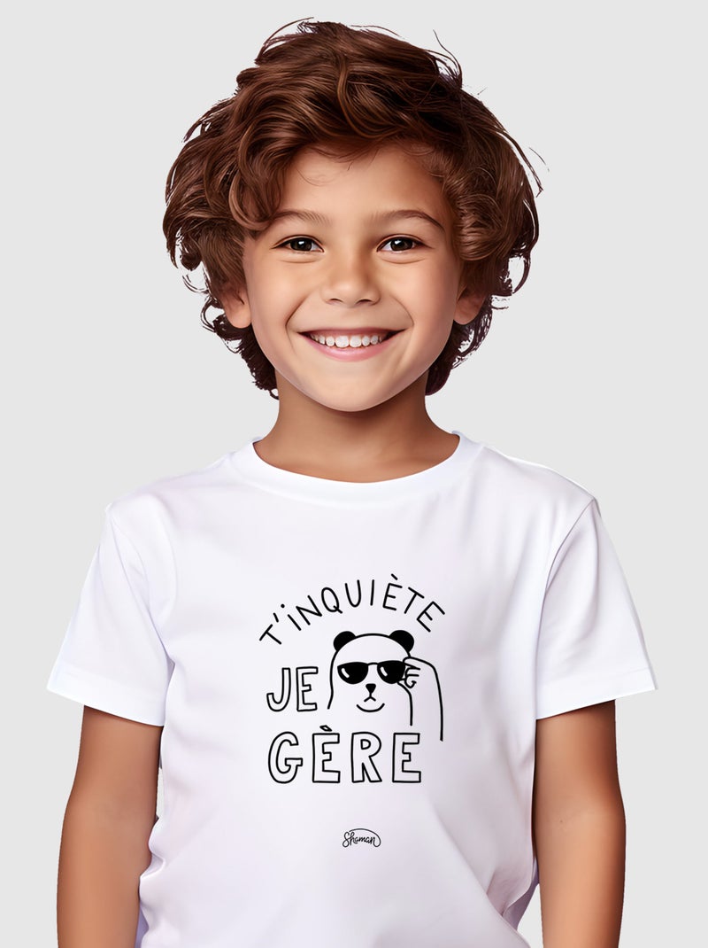 Tshirt Enfant T'INQUIETE JE GERE Blanc - Kiabi