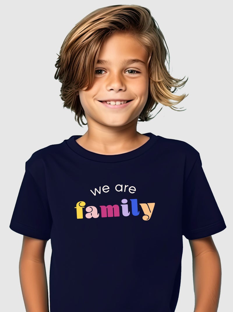 Tshirt Enfant WE ARE FAMILY Bleu marine - Kiabi