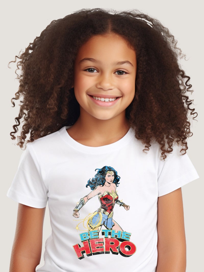 Tshirt Enfant WONDER WOMAN BE THE HERO 2 Blanc - Kiabi