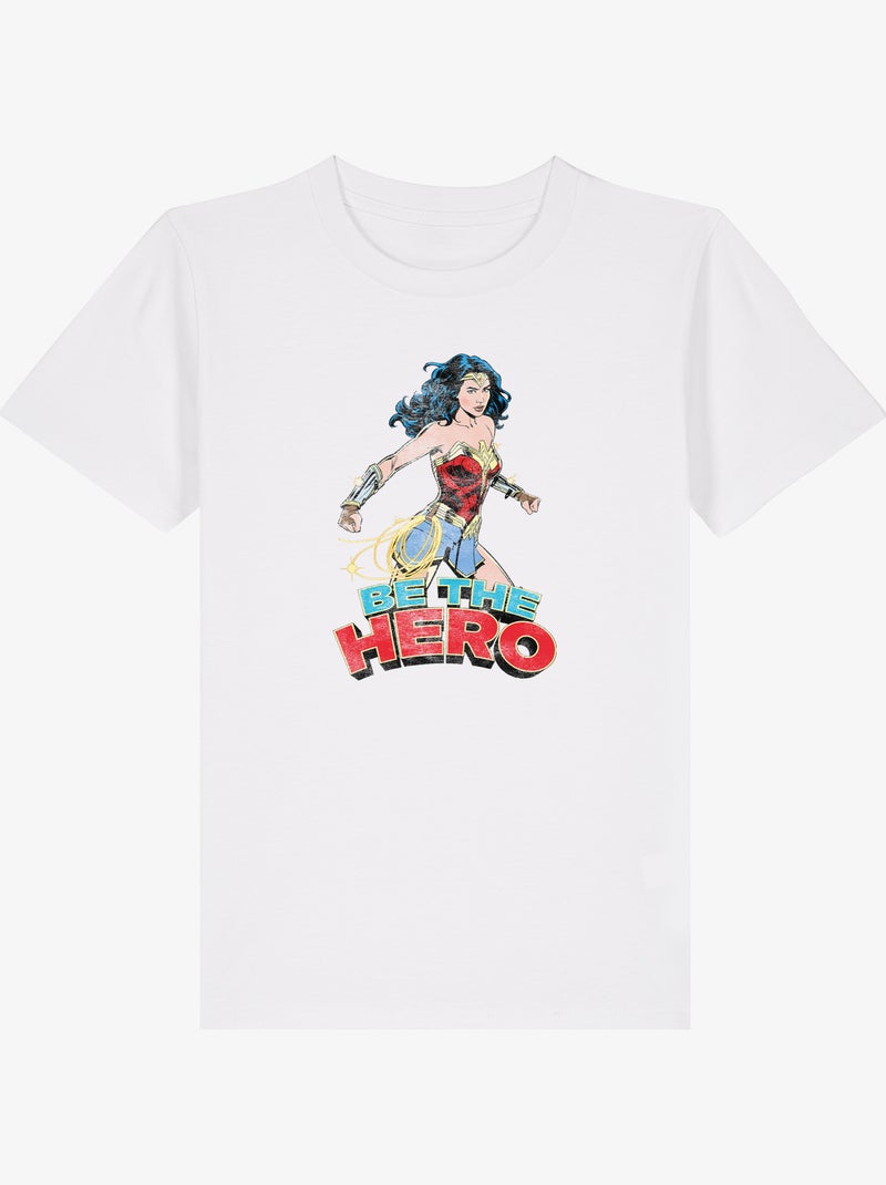 Tshirt Enfant WONDER WOMAN BE THE HERO 2 Blanc - Kiabi