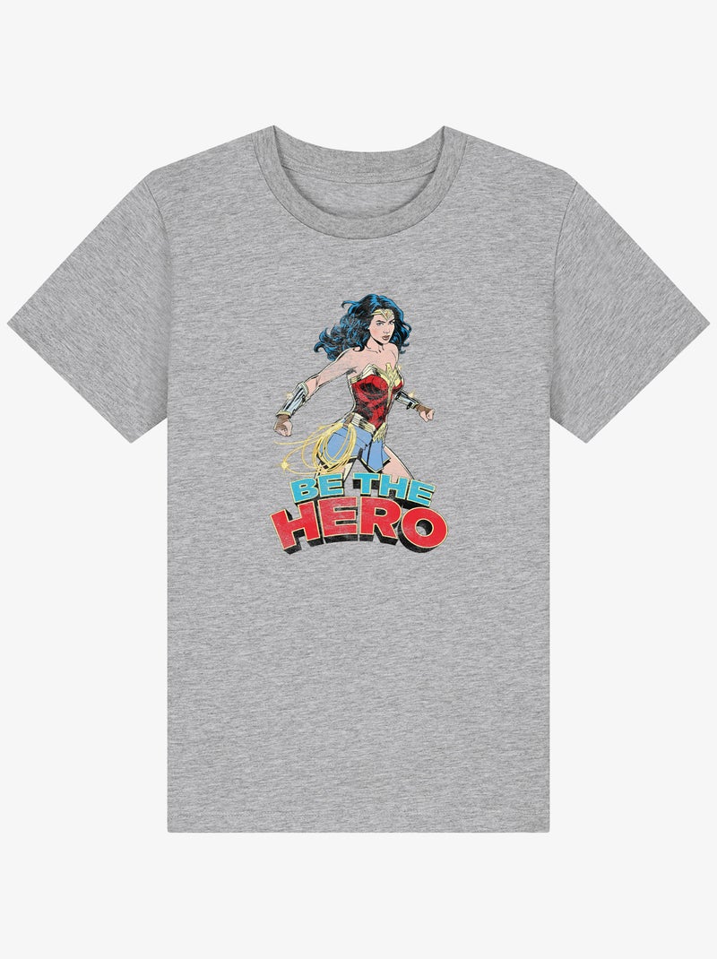 Tshirt Enfant WONDER WOMAN BE THE HERO 2 Gris chiné - Kiabi