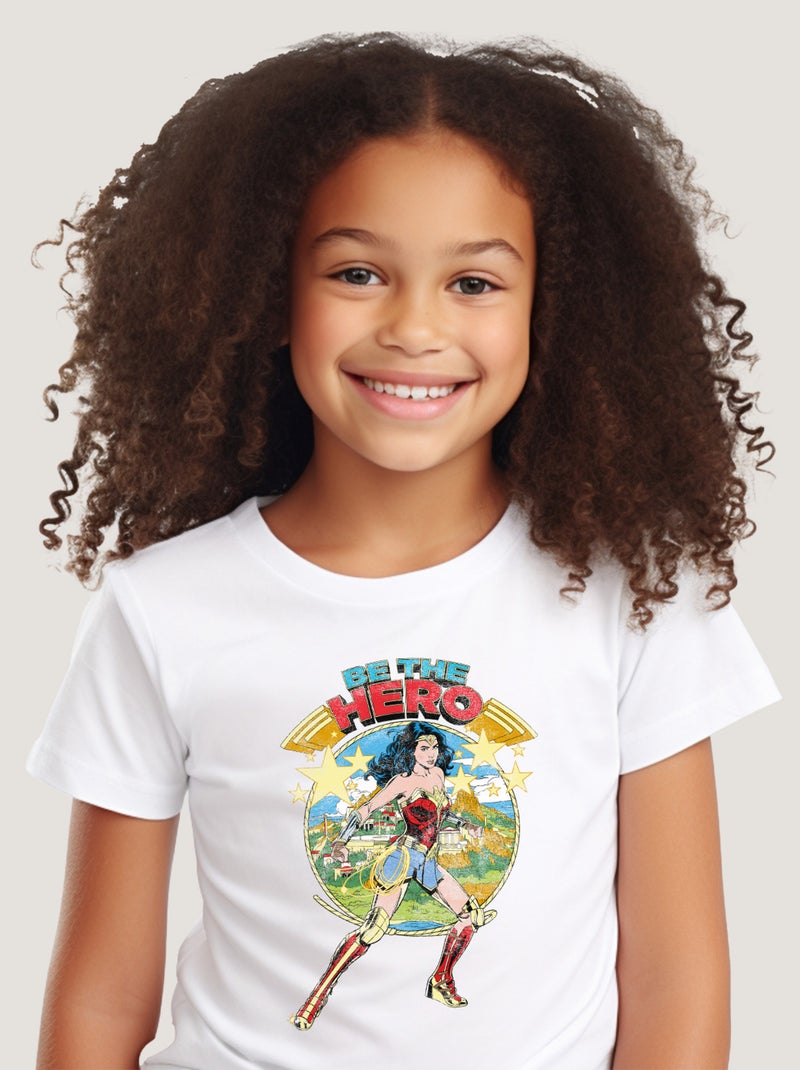 Tshirt Enfant WONDER WOMAN BE THE HERO Blanc - Kiabi