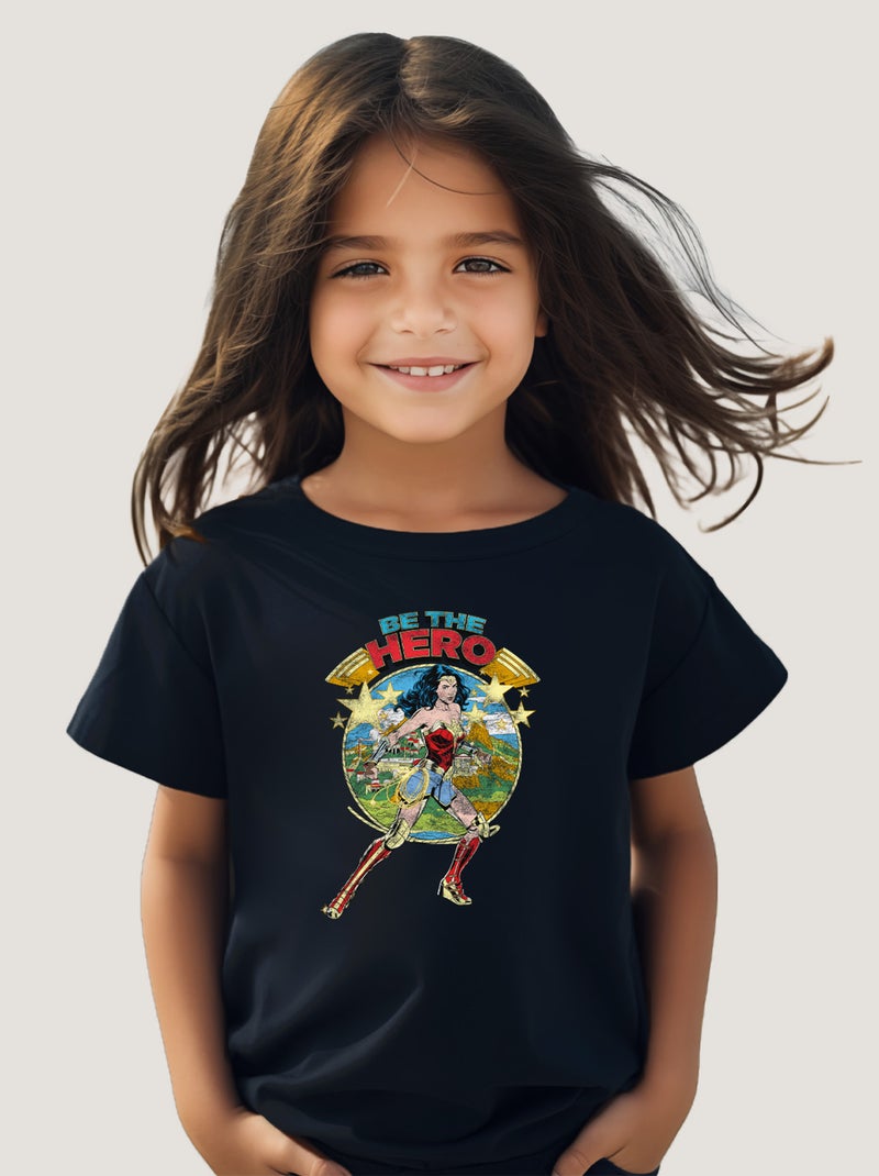 Tshirt Enfant WONDER WOMAN BE THE HERO Bleu marine - Kiabi