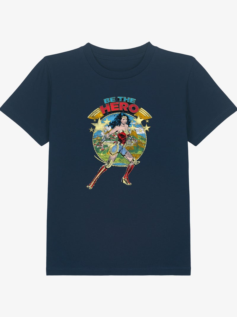 Tshirt Enfant WONDER WOMAN BE THE HERO Bleu marine - Kiabi