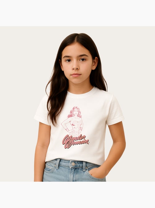 Tshirt Enfant WONDER WOMAN PINK - Kiabi
