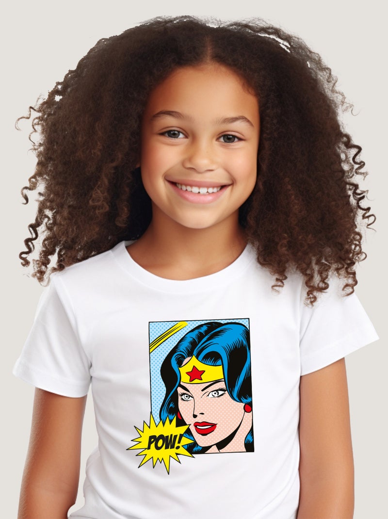 Tshirt Enfant WONDER WOMAN POW Blanc - Kiabi