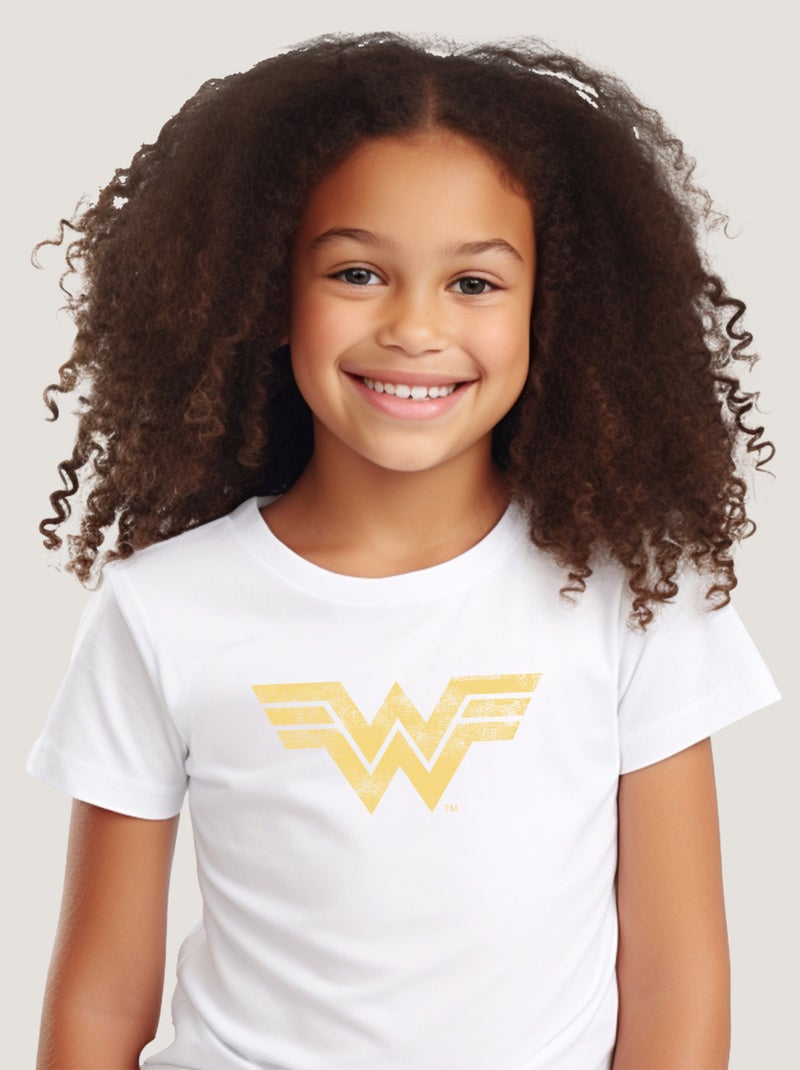Tshirt Enfant WONDER WOMAN VINTAGE LOGO Blanc - Kiabi