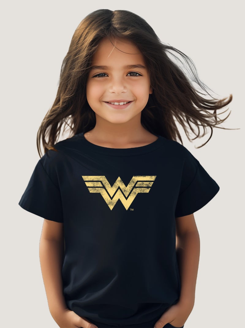 Tshirt Enfant WONDER WOMAN VINTAGE LOGO Bleu marine - Kiabi