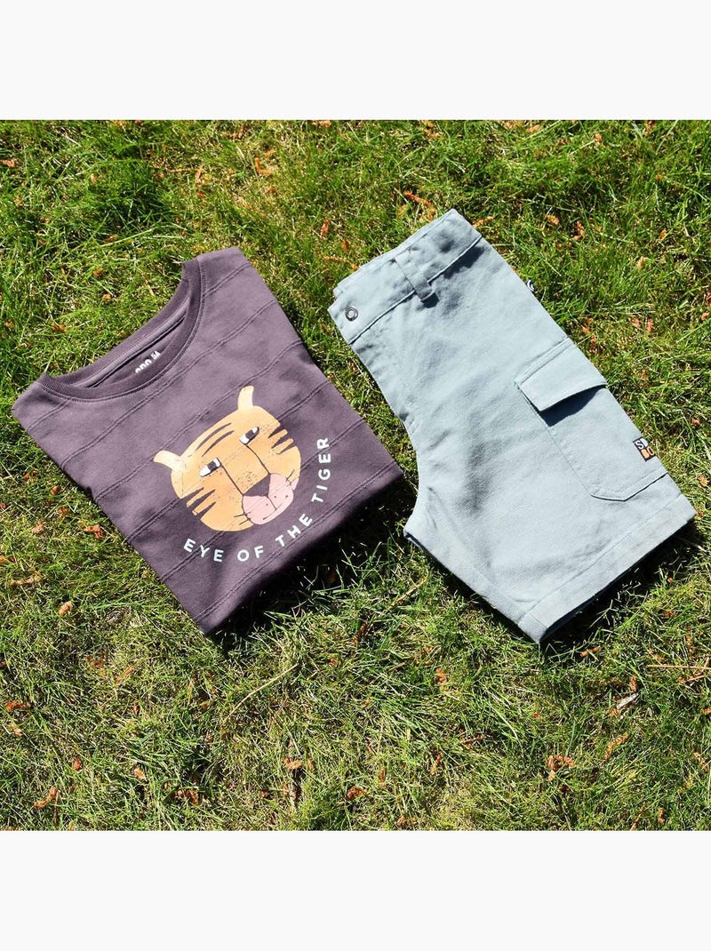 Tshirt maille fantaisie manches courtes Ray Gris - Kiabi
