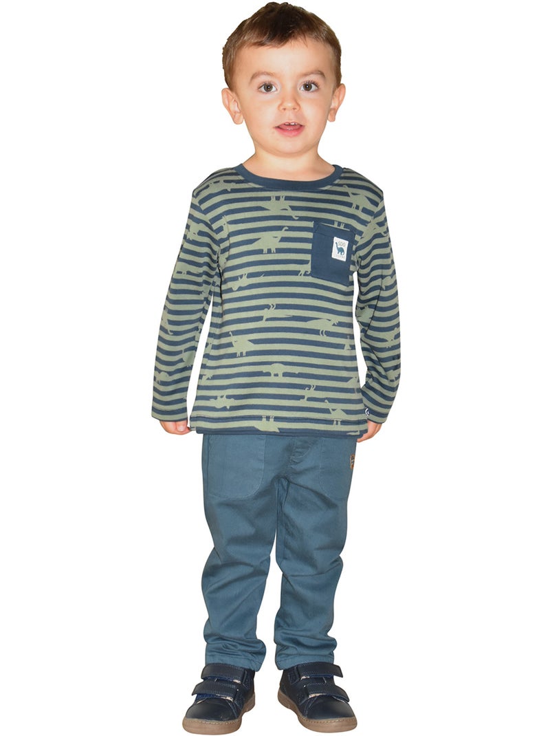 TSHIRT MARCELLIN INTERLOCK MANCHES LONGUES LES GRANDS DE SUCRE D'ORGE Bleu - Kiabi