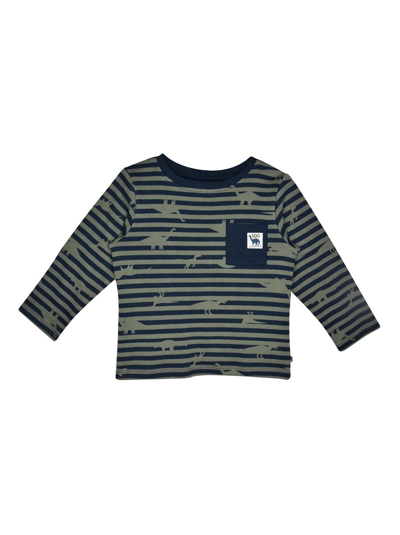 TSHIRT MARCELLIN INTERLOCK MANCHES LONGUES LES GRANDS DE SUCRE D'ORGE Bleu Vert - Kiabi