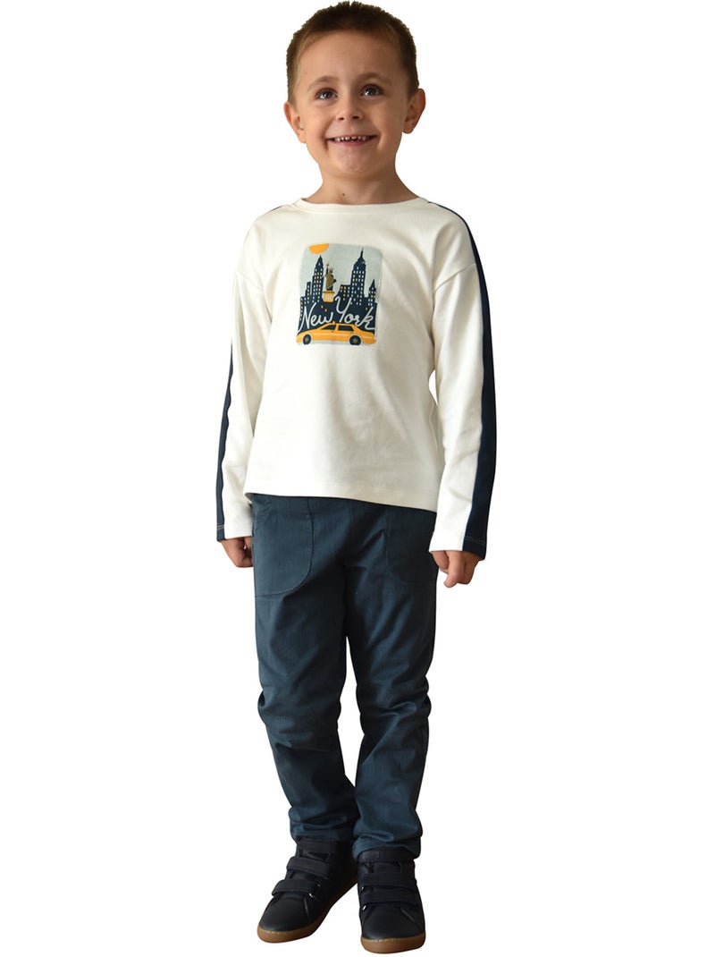 Tshirt melchior interlock manches longues enfant Beige - Kiabi