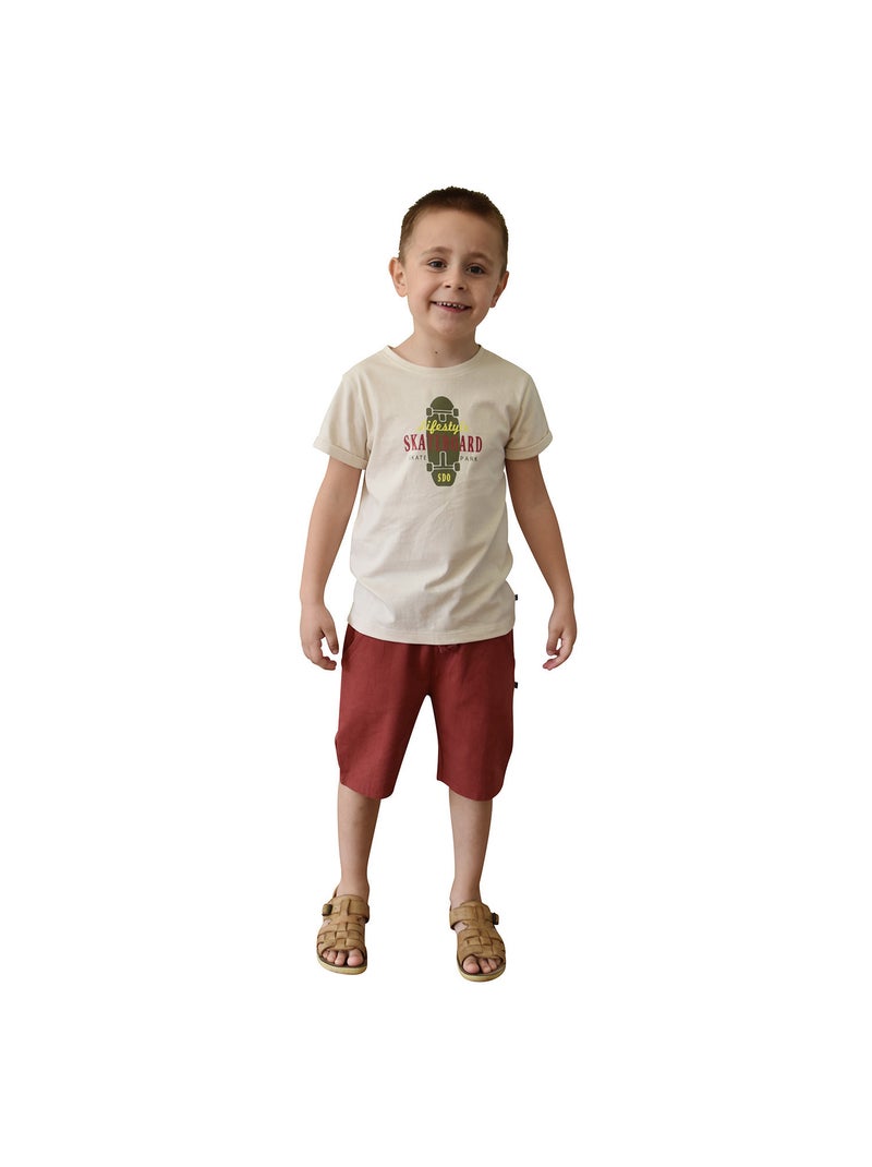 TSHIRT NARCISSIO MANCHES COURTES ENFANT Beige - Kiabi