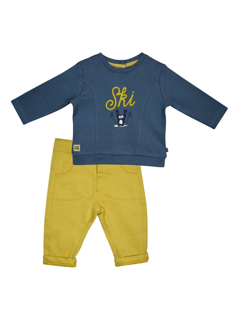 TSHIRT PANTALON MICHEL TWILL BEBE Bleu - Kiabi