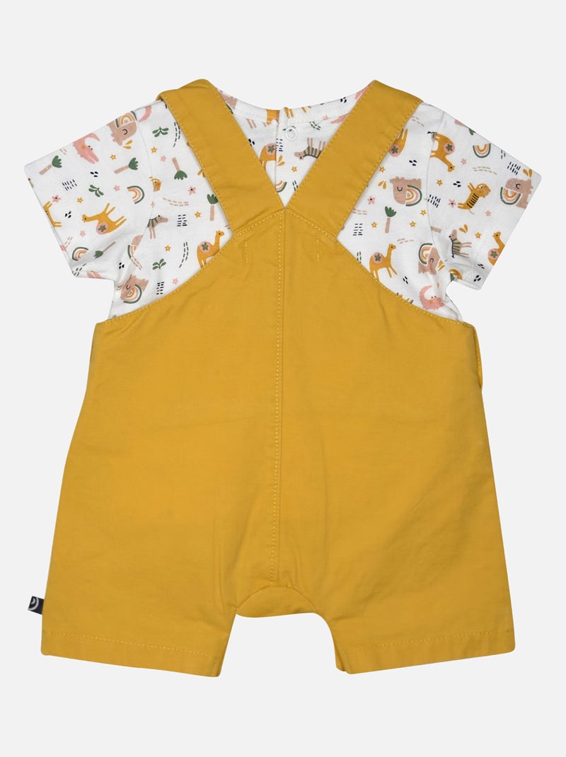 TSHIRT SALOPETTE LAURENT TWILL COURT NAISSANCE Jaune - Kiabi