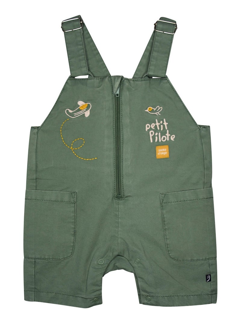 TSHIRT SALOPETTE LORENZO TWILL COURT BEBE Vert - Kiabi