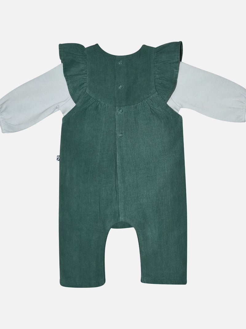TSHIRT SALOPETTE MANON VELOURS COTELE LONG Vert - Kiabi