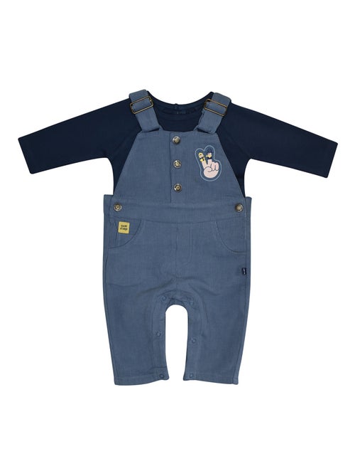 TSHIRT SALOPETTE MARC VELOURS COTELE LONG BEBE - Kiabi