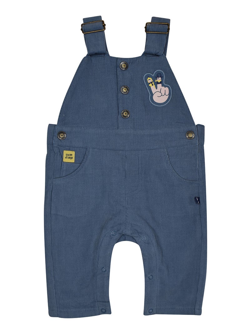 TSHIRT SALOPETTE MARC VELOURS COTELE LONG BEBE Bleu - Kiabi