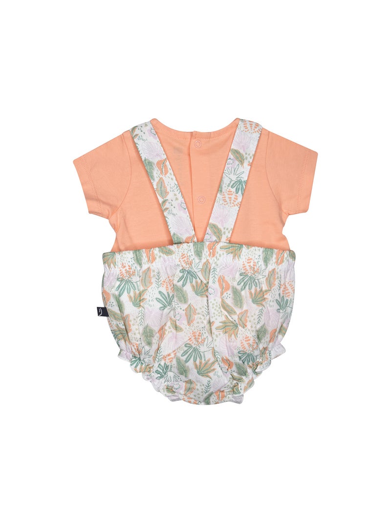 TSHIRT SALOPETTE NAYLA VOILE COURT NAISSANCE Blanc Orange clair - Kiabi