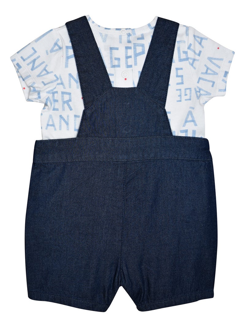 TSHIRT SALOPETTE NIKOS JEAN COURT BEBE Bleu - Kiabi