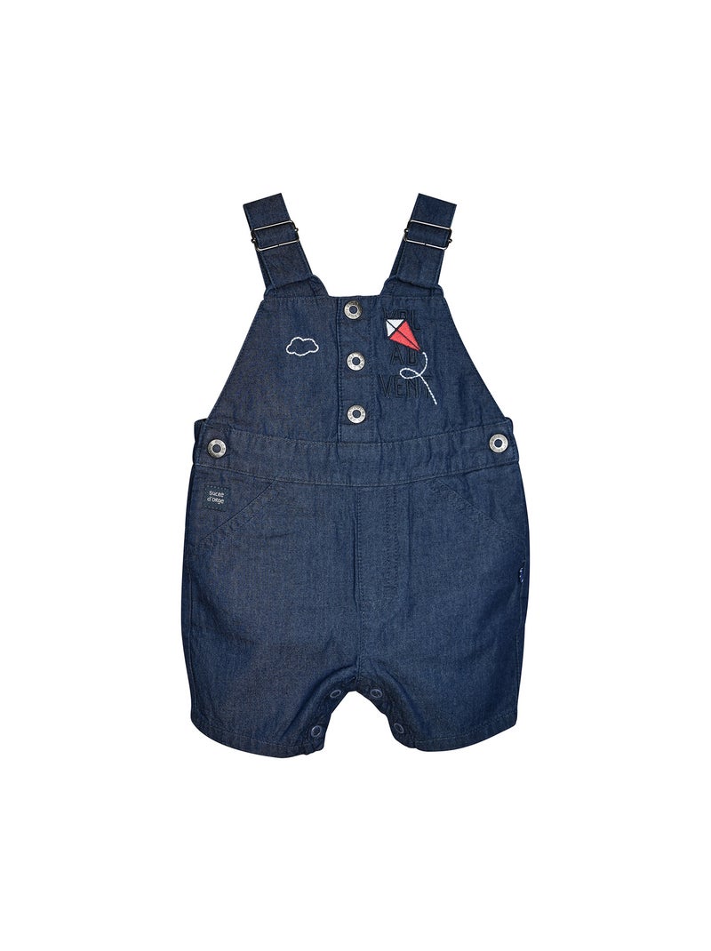 TSHIRT SALOPETTE NIKOS JEAN COURT BEBE Bleu - Kiabi