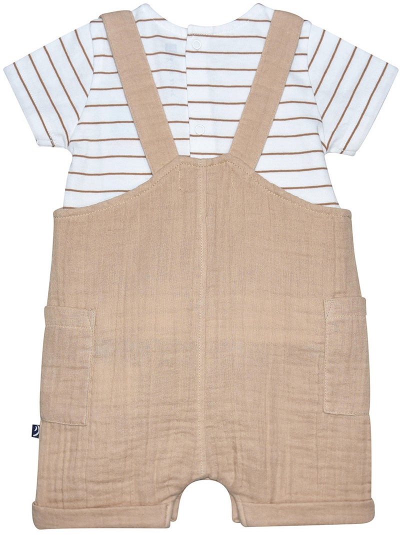 TSHIRT SALOPETTE ROBBIE COURT BEBE Beige - Kiabi