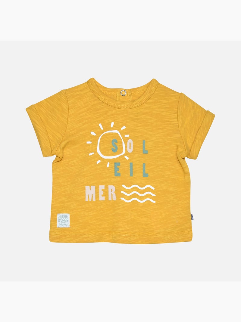 TSHIRT SHORT BAVOIR LEO MAILLE NAISSANCE Jaune - Kiabi