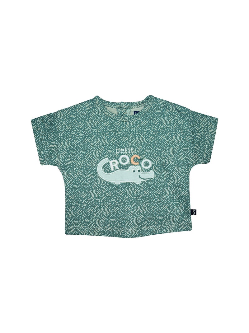 TSHIRT SHORT BAVOIR NYLS MAILLE NAISSANCE Vert - Kiabi