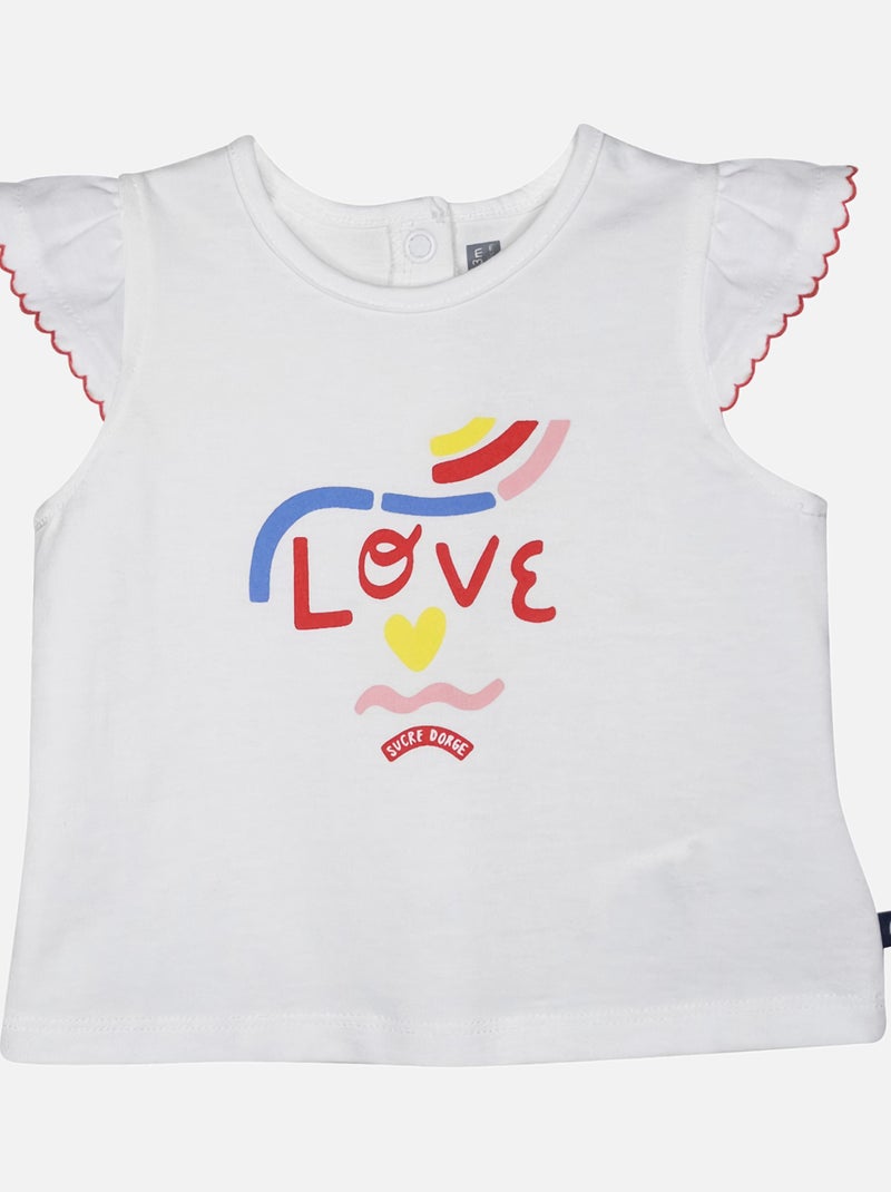 TSHIRT SHORT LEONTINE MAILLE BEBE Blanc - Kiabi