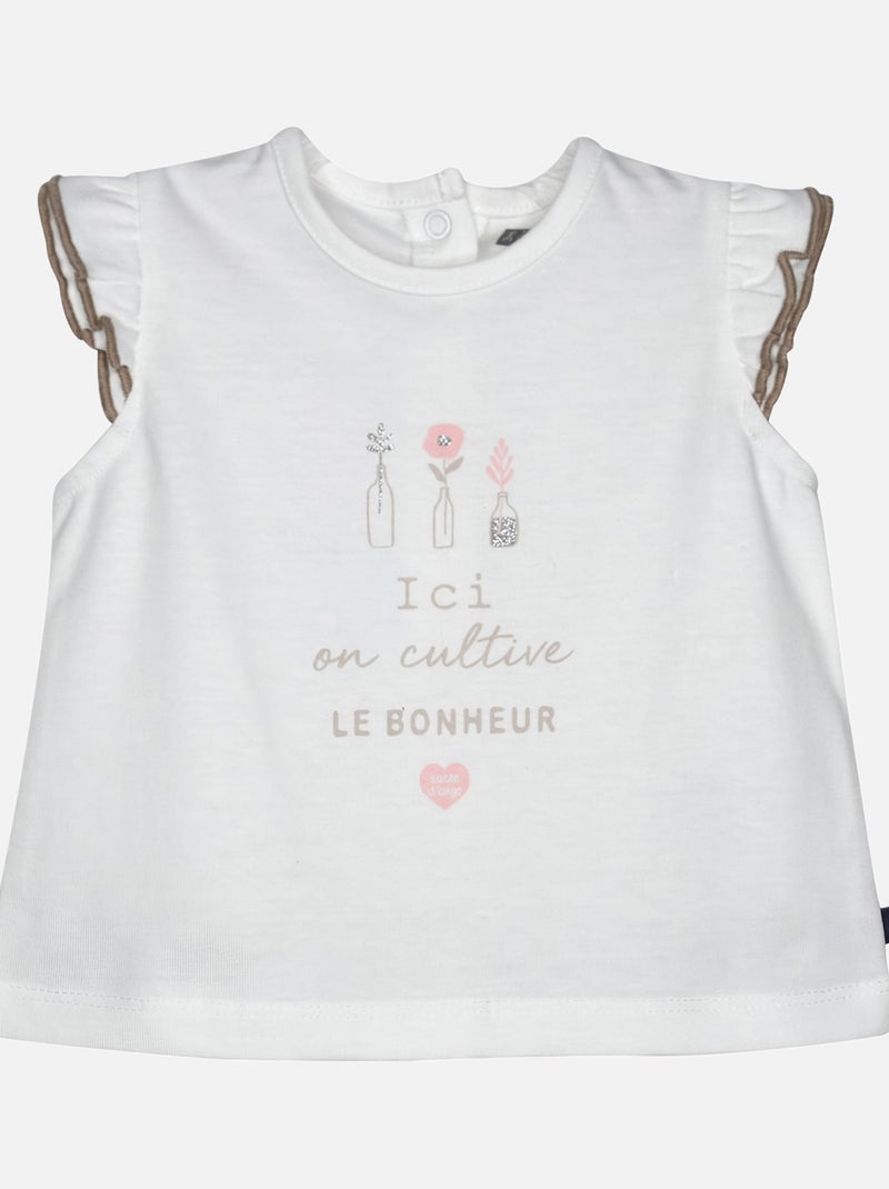 TSHIRT SHORT LESLIE BEBE Blanc - Kiabi