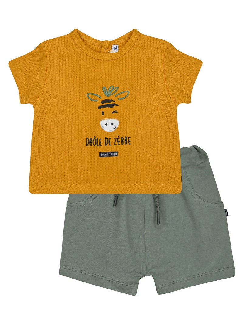TSHIRT SHORT NOCENZIO MAILLE SUCRE D'ORGE Jaune - Kiabi