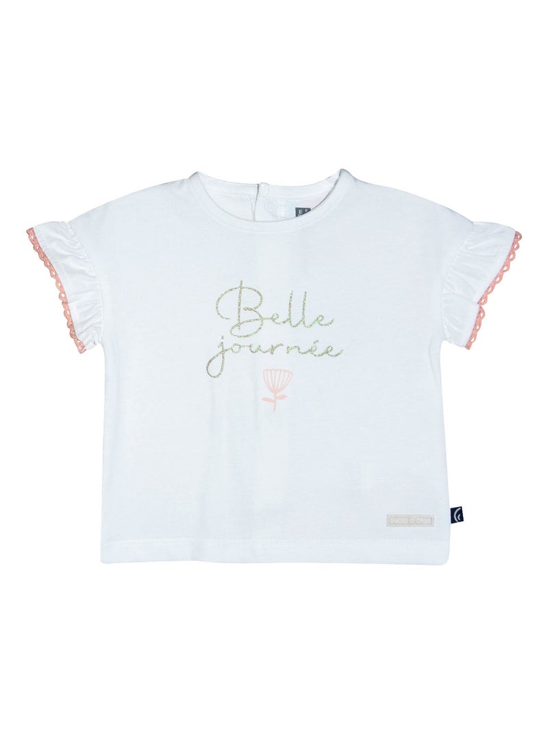TSHIRT SHORT ORELINE SUCRE D'ORGE Blanc - Kiabi