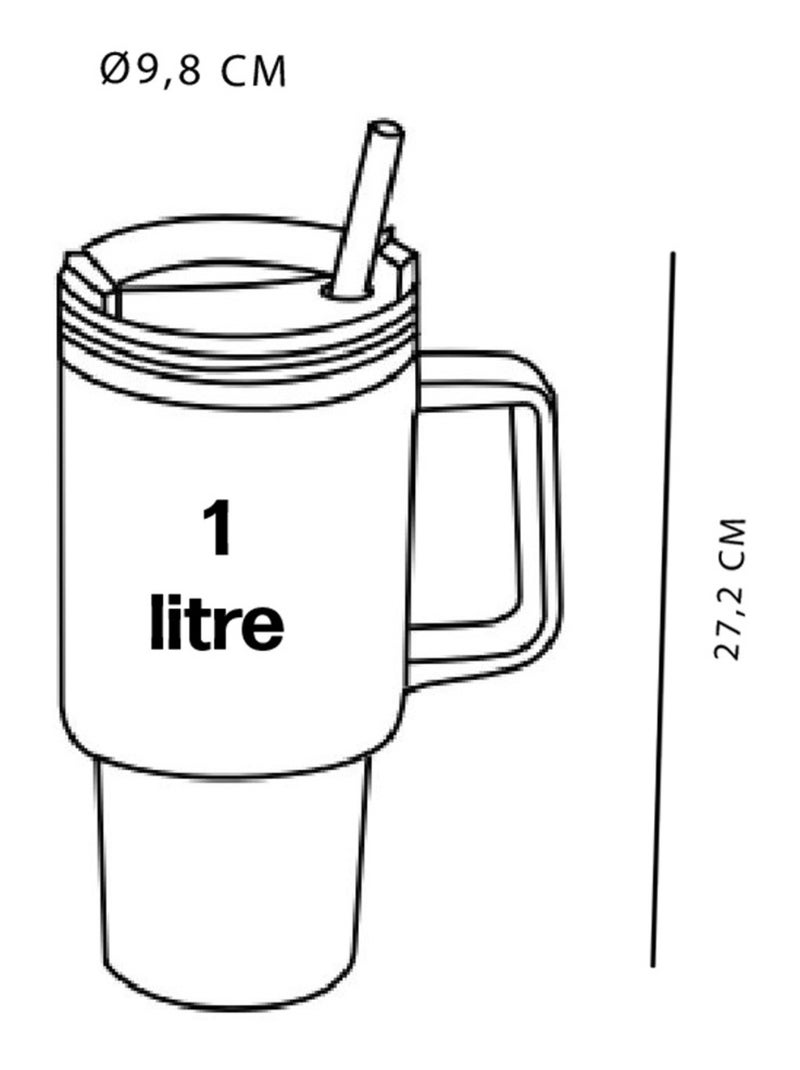 Tumbler mug isotherme avec paille en inox KITCHEN Vert - Kiabi