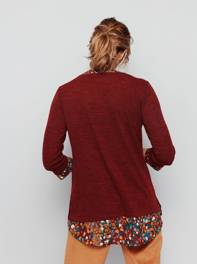 Tunique 2-en1 fantaisie manches 3/4 Rouge - Kiabi