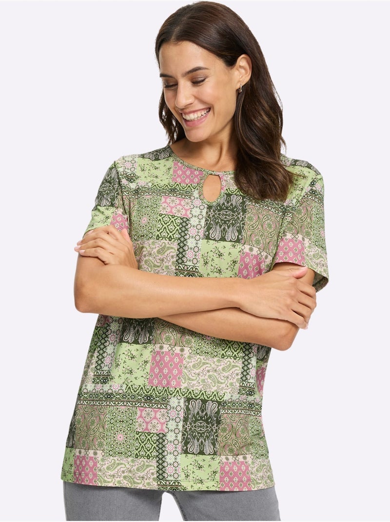 Tunique 95% Viscose (ecovero) - Taille Standard - Witt Rose/Vert - Kiabi