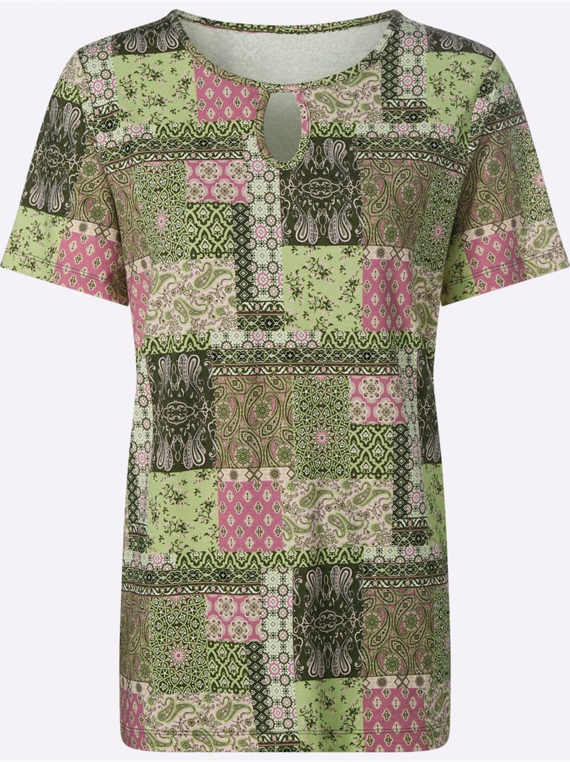 Tunique 95% Viscose (ecovero) - Taille Standard - Witt Rose/Vert - Kiabi