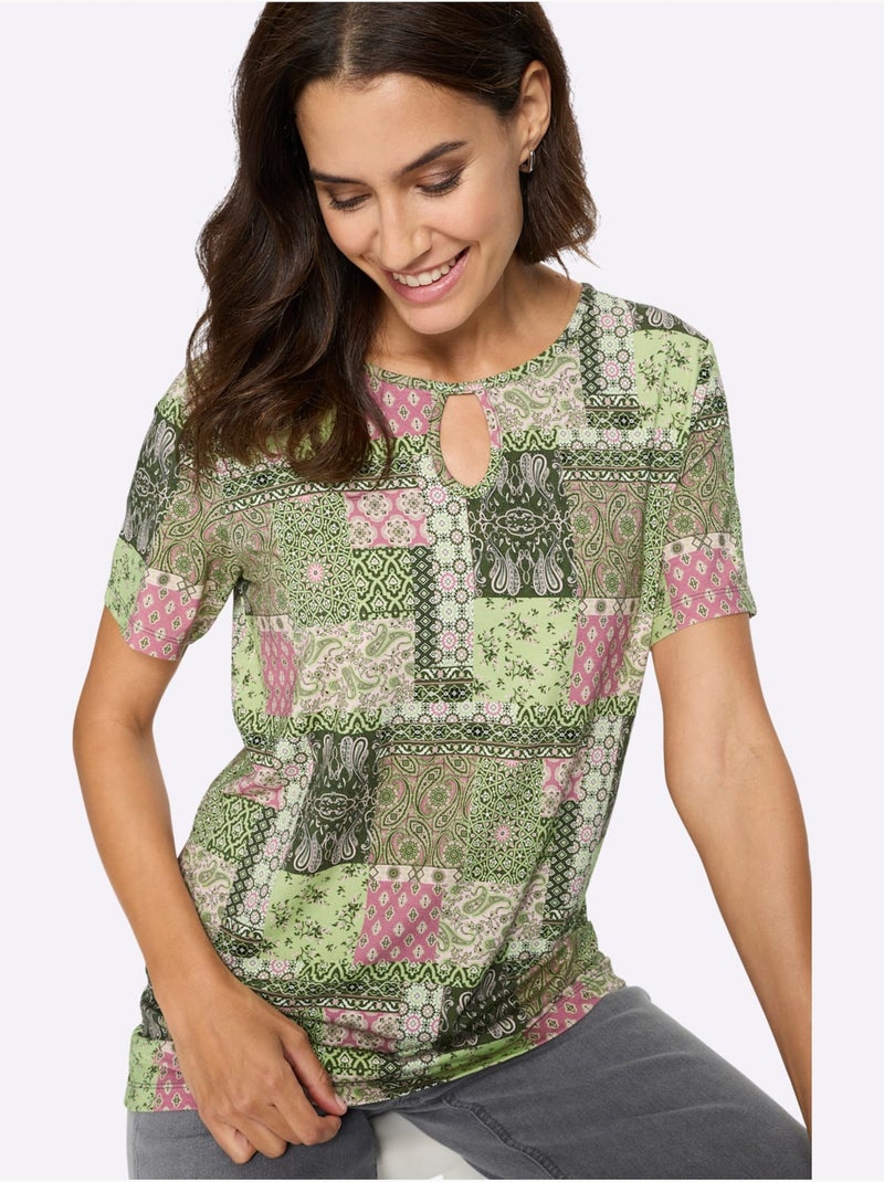 Tunique 95% Viscose (ecovero) - Taille Standard - Witt Rose/Vert - Kiabi