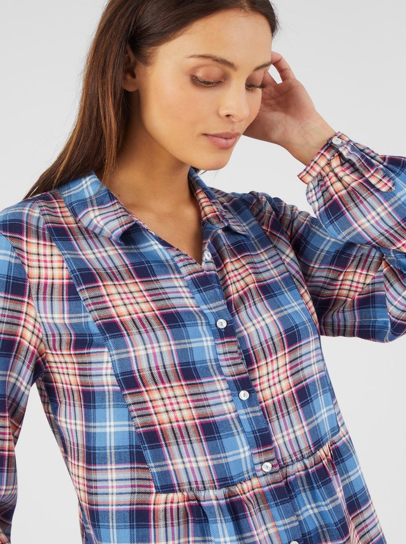 Tunique à carreaux flanelle - Damart Bleu - Kiabi