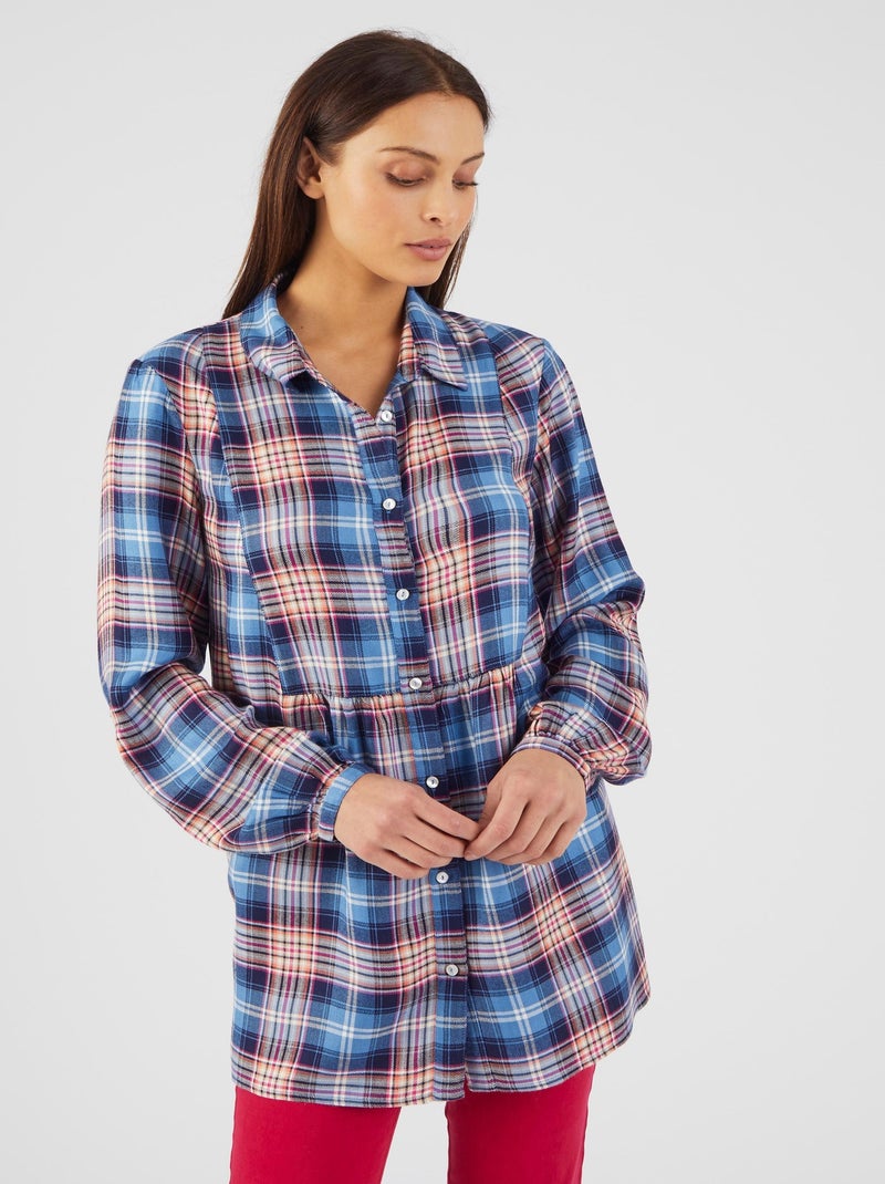 Tunique à carreaux flanelle - Damart Bleu - Kiabi