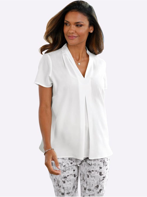 Tunique à col V avec plis creux et fentes arrondies - Taille standard - Moda Vilona - Kiabi