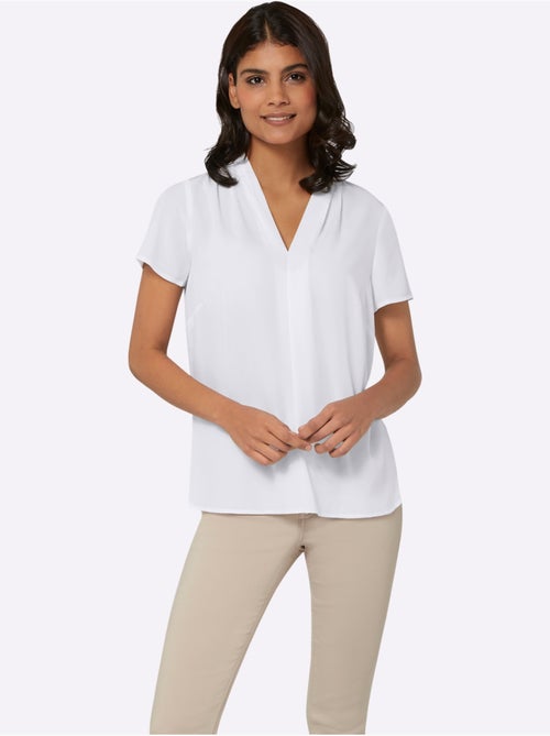 Tunique à col V avec plis creux et fentes arrondies - Taille standard - Moda Vilona - Kiabi