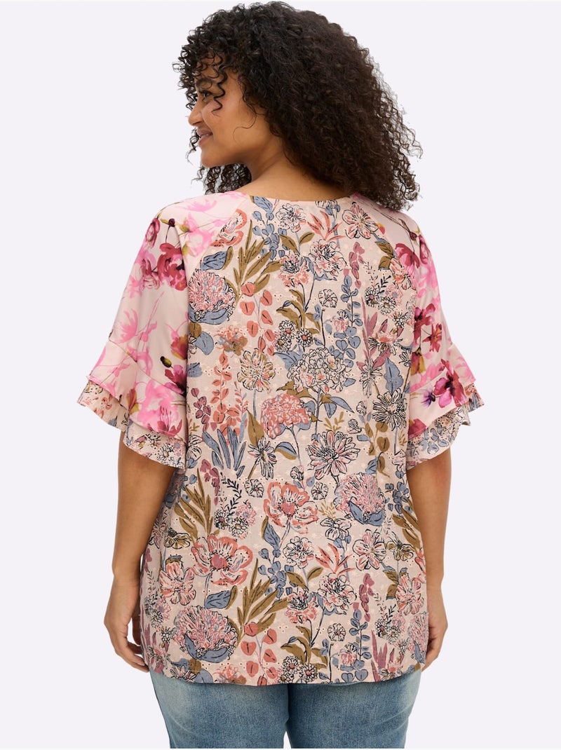 Tunique à Fleurs - Taille Standard - Sheego Abricot - Kiabi