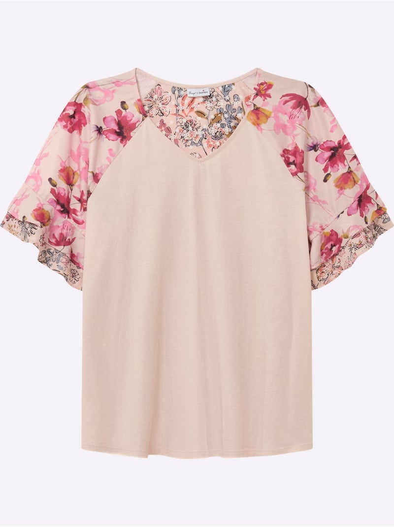 Tunique à Fleurs - Taille Standard - Sheego Abricot - Kiabi