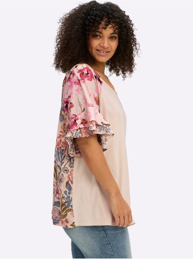 Tunique à Fleurs - Taille Standard - Sheego Abricot - Kiabi