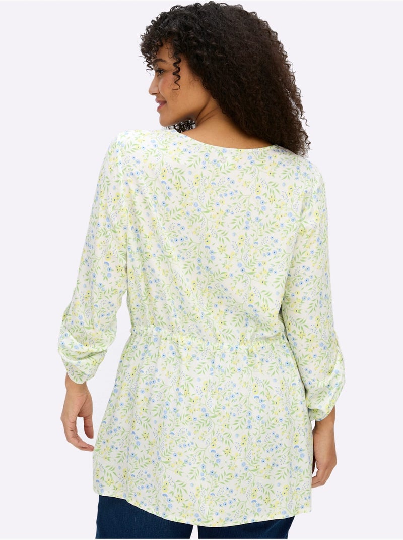 Tunique à Fleurs - Taille Standard - Sheego Bleu Ecru - Kiabi